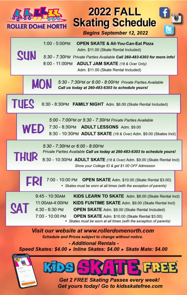 Schedule — Roller Dome North